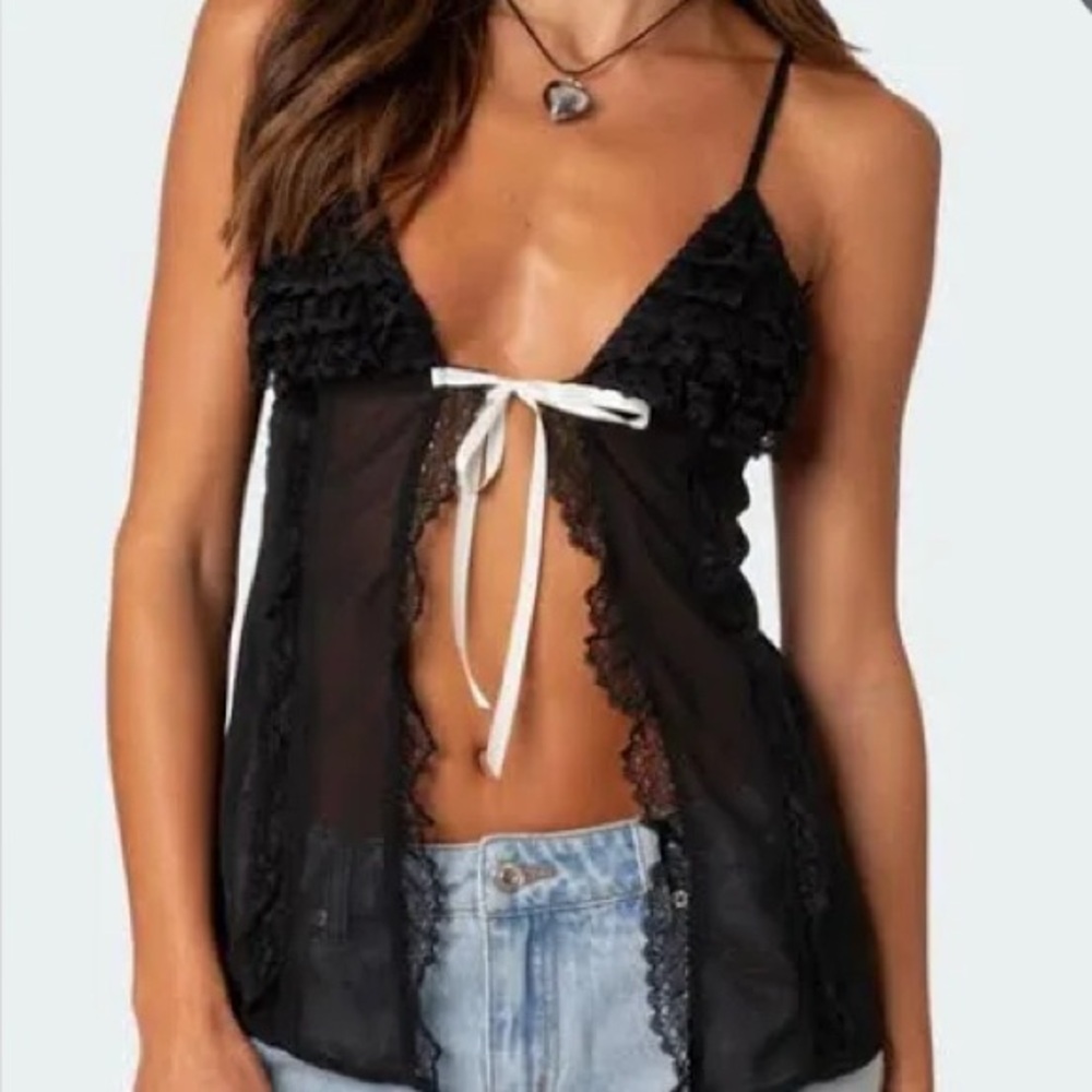 Edikted Black Lace Trim Top